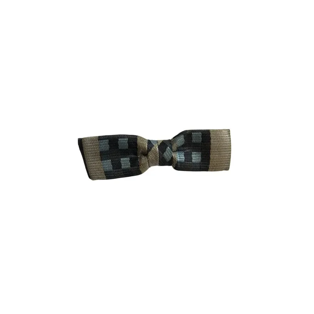 Tan and Blue Bowtie Checked Ever Grip Junior Geometric Vintage Clip On
